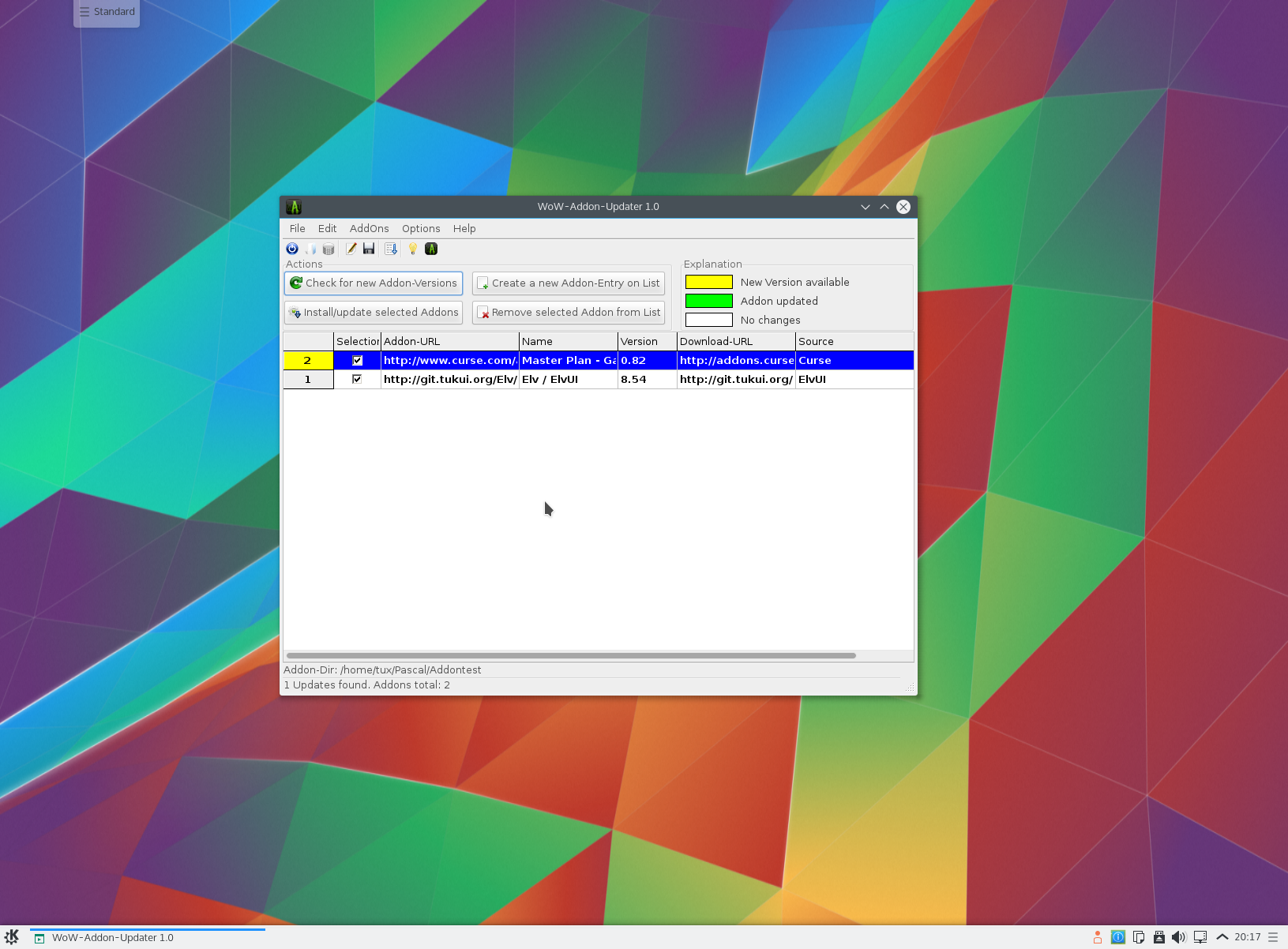 WoW-Addon-Updater - Kubuntu 01