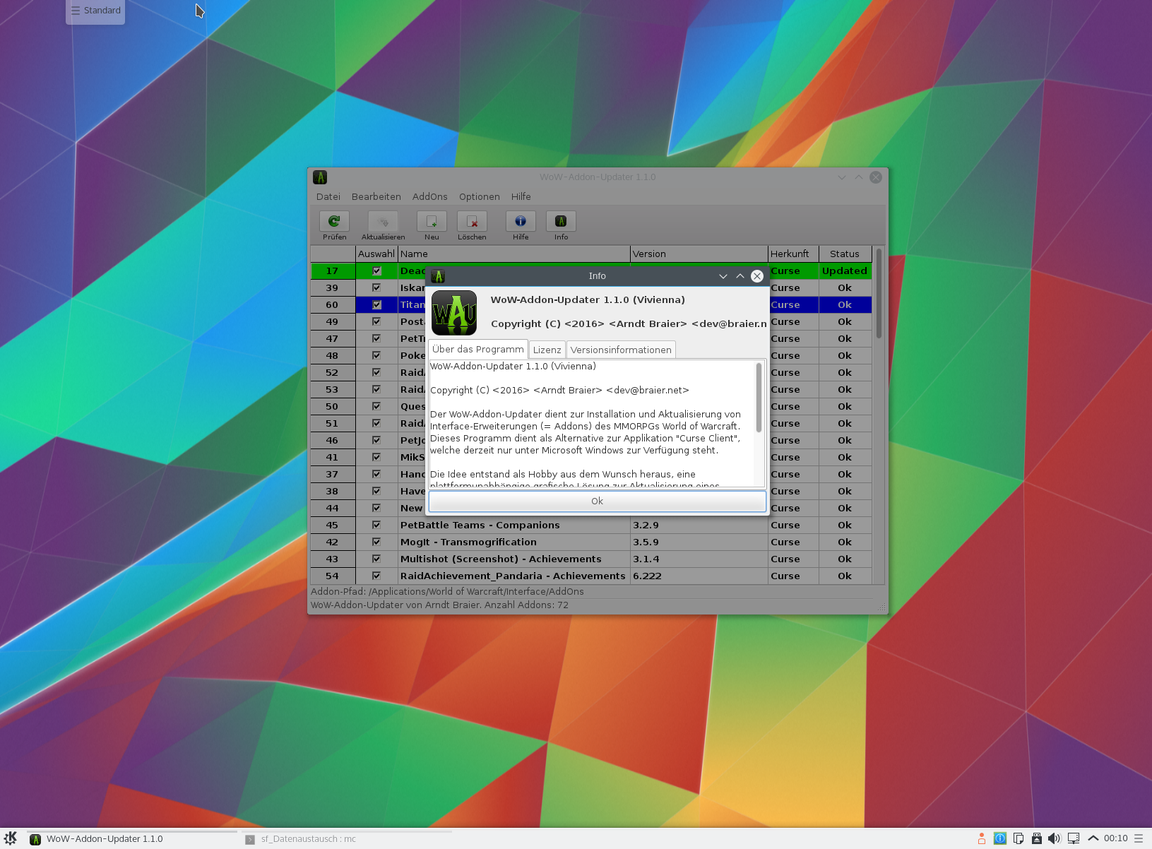 WoW-Addon-Updater - Kubuntu 01