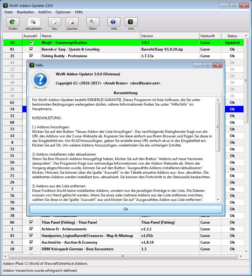 WoW-Addon-Updater 2.0 - Windows 7 01