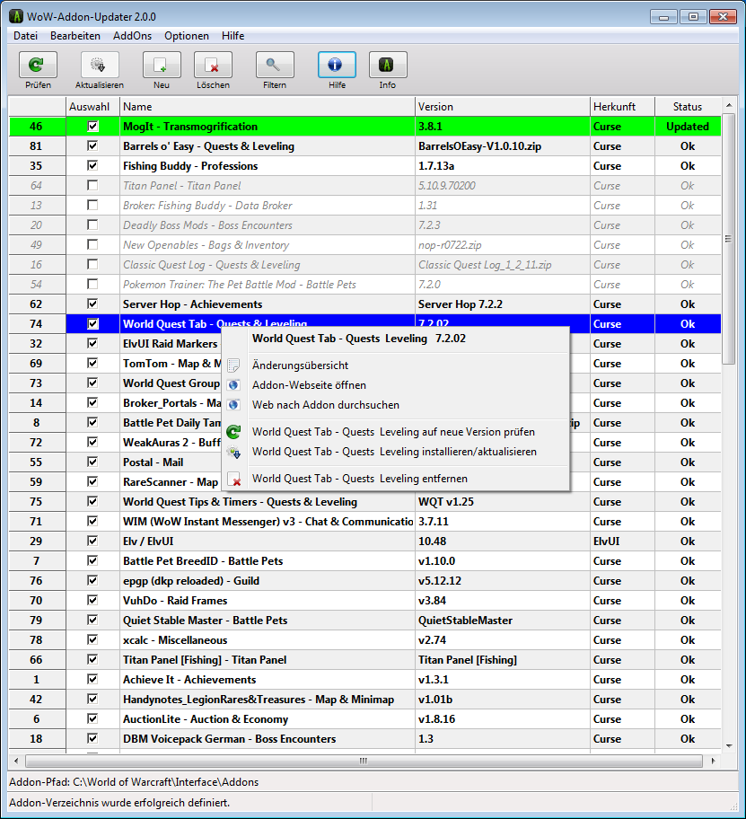 WoW-Addon-Updater 2.0 - Windows 7 02